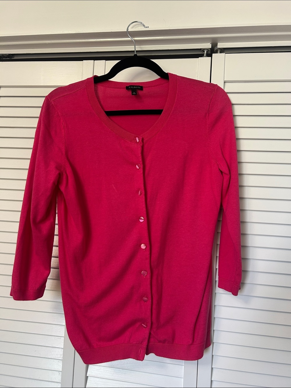Talbots Women's Bright Fuchsia Button-Front Cardigan